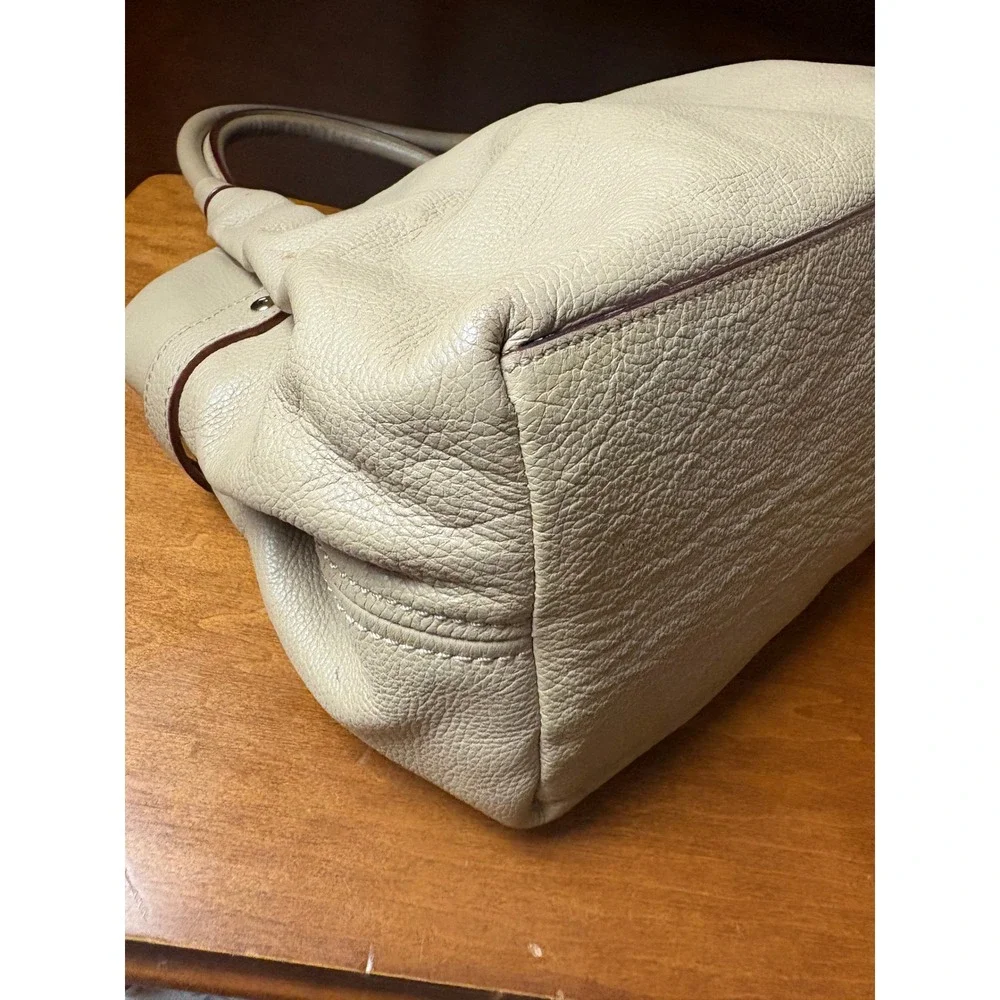 Kate Spade Pebbled‎ Leather Large Shoulder Tote Beige Polka Dot Lining Bag